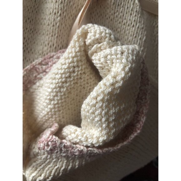 🆕Fournier Size 6M Knit Romper Natural & Blush Pink - Picture 7 of 9